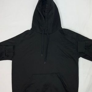 #1044 Hill Plain Black Soft Hoodie | Size: L